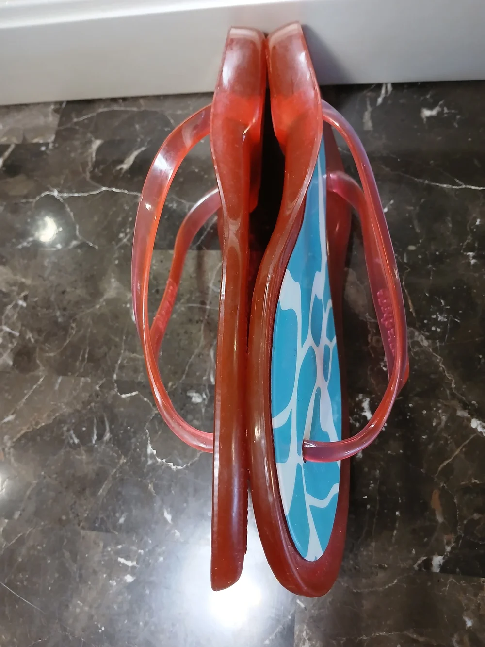 kate spade Pink Jelly Strap Sandals with Turquoise Patterned Footbed